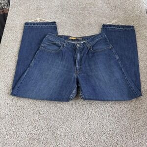 Y2K SilverTab Baggy Jeans Mens 34x30 Medium Wash Blue Denim Straight Distressed